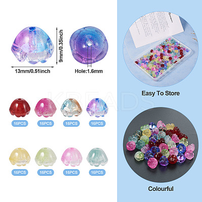 128Pcs 8 Colors Transparent Spray Painted Glass Beads GLAA-TA0001-26-1