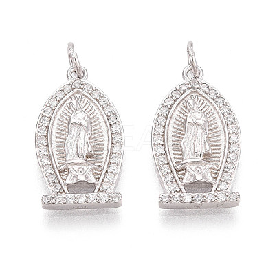 925 Sterling Silver Micro Pave Clear Cubic Zirconia Religion Pendants STER-N016-106P-1
