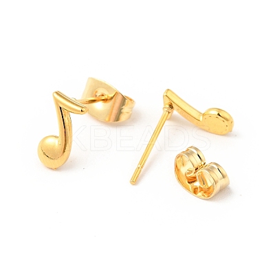 304 Stainless Steel Tiny Musical Note Stud Earrings with 316 Stainless Steel Pins for Women EJEW-J043-20G-1