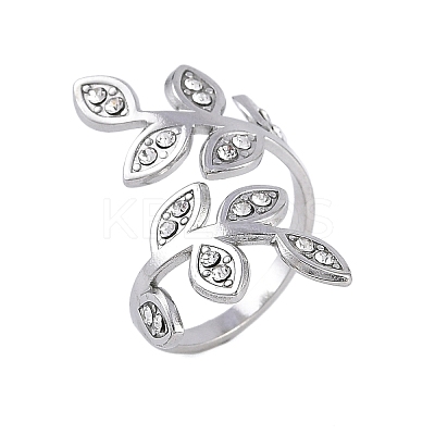 304 Stainless Steel Open Cuff Ring for Women RJEW-F166-12P-02-1