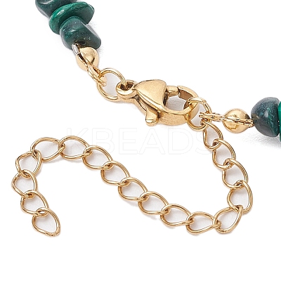 Natural Malachite Chip & Glass Beaded Anklets AJEW-AN00682-05-1