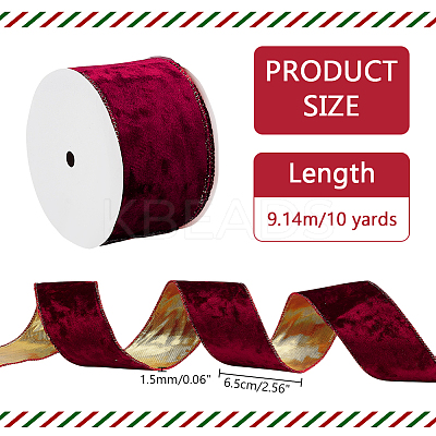 10 Yards Single Face Velvet Wired Ribbon OCOR-WH0091-08B-1