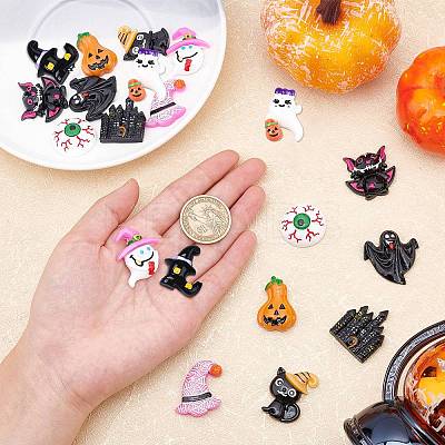 20Pcs 10 Style Halloween Theme Opaque Resin Cabochons RESI-SC0001-63-1