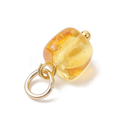 Natural Amber Square Charms PALLOY-JF04834-1