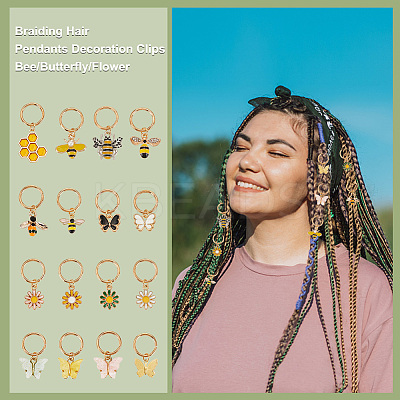 Alloy Enamel & Resin & Rhinestone Braiding Hair Pendants Decoration Clips PALLOY-AB00088-1