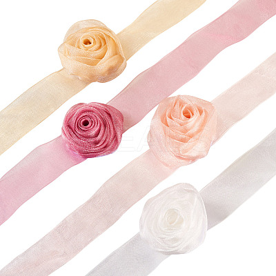 4Pcs 4Colors Cloth Rose Ribbon Chokers FIND-TA0002-27-1
