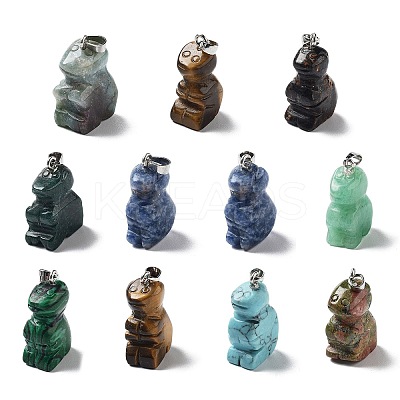 Natural & Synthetic Mixed Gemstone Pendants G-B068-01P-1