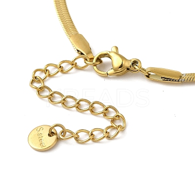 304 Stainless Steel Flat Snake Chain Bowknot Pendant Necklaces for Women NJEW-K383-02G-1