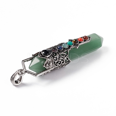 Natural Green Aventurine Big Pointed Pendants G-H281-02F-1