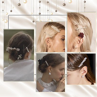 24Pcs 8 Style Alloy Rhinestone & Ferroalloy Plastic Pearl Beads Hair Bobby Pins FIND-CP0001-62-1