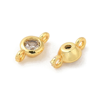 Rack Plating Brass Pave Clear Cubic Zirconia Connector Charms X-KK-G477-02G-1