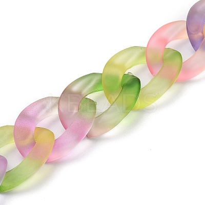 Frosted Spray Painted Acrylic Curb Chain for DIY Keychains HJEW-JM00400-09-1