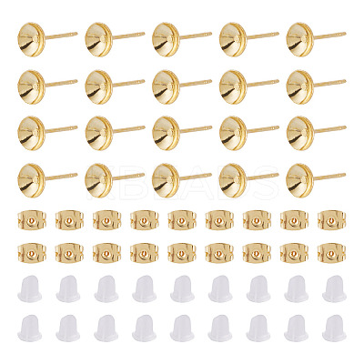 50Pcs Brass Earring Settings KK-TA0008-38B-1