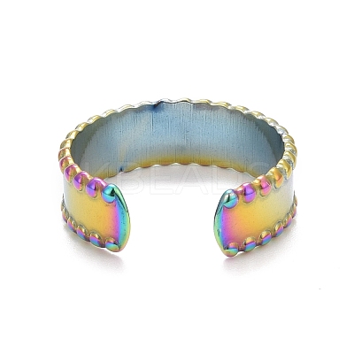 Ion Plating(IP) Rainbow Color 304 Stainless Steel Flat Open Cuff Ring for Women RJEW-C025-10M-1