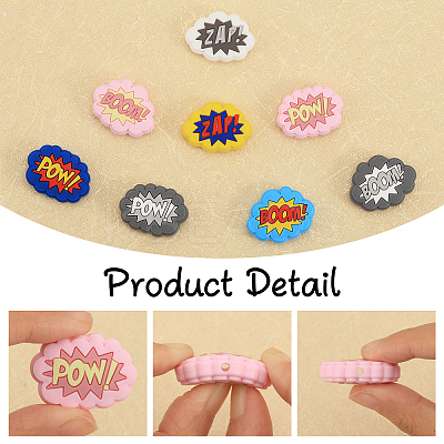 18Pcs 9 Style Cloud with Word Food Grade Eco-Friendly Silicone Focal Beads SIL-CA0002-76-1