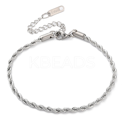 Non-Tarnish 304 Stainless Steel Rope Chain Bracelets for Women LS-BJEW-G712-14B-P-1