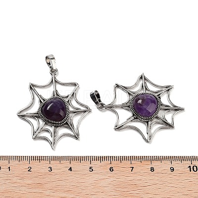 Natural Amethyst Spider Web Pendants G-Q163-09AS-08-1