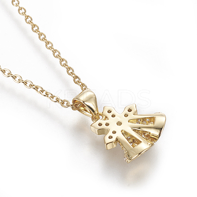 Brass Micro Pave Cubic Zirconia Pendant Necklaces NJEW-I230-23-1