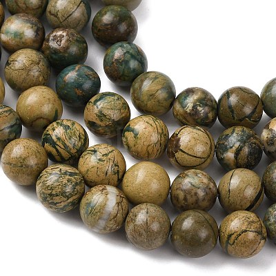Natural Green Dragon Veins Beads Strands G-D098-A01-10mm-1