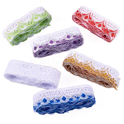 30 Yards 6 Colors Ethnic Style Polyester Flower Lace Trim OCOR-TA0001-83A-1