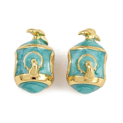 Brass European Enamel Beads KK-D421-09G-1