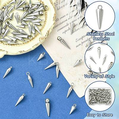 60Pcs 6 Styles 201/304 Stainless Steel Pendants STAS-CJ0002-93-1