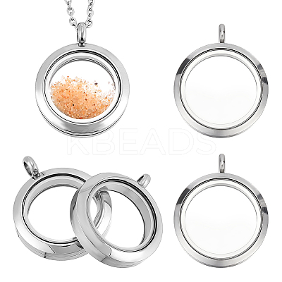 4Pcs 304 Stainless Steel Locket Pendants STAS-FG0001-09-1