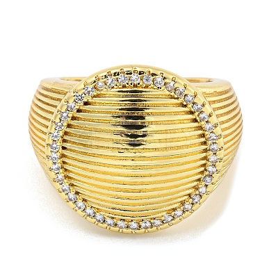 Clear Cubic Zirconia Wide Open Cuff Ring RJEW-L121-020G-1