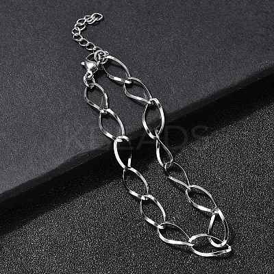 304 Stainless Steel Link Chain Bracelets for Women BJEW-A051-02P-1