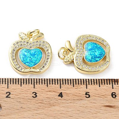 Rack Plating Brass Micro Pave Cubic Zirconia Fruit Pendants KK-C041-20G-1