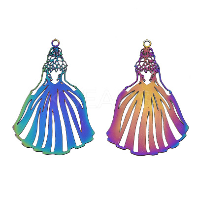 Ion Plating(IP) 201 Stainless Steel Filigree Pendants STAS-S118-004-1