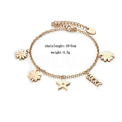 Stylish 304 Stainless Steel bracelet with letter star flower pendant for daily wear. LX3227-2-1