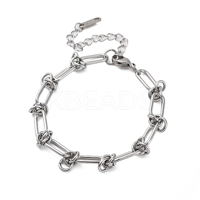 667 Stainless Steel(Grade 201 Equivalent) Paperclip Chain Bracelets for Women BJEW-P347-03P-1