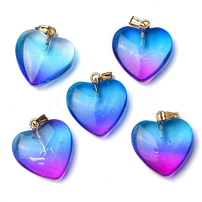 Two Tone Spray Painted Glass Pendants GLAA-N035-016-C02-1