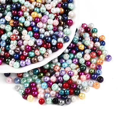 Baking Paint Pearlized Glass Pearl Beads X1-HY-Q003-4mm-M01-1