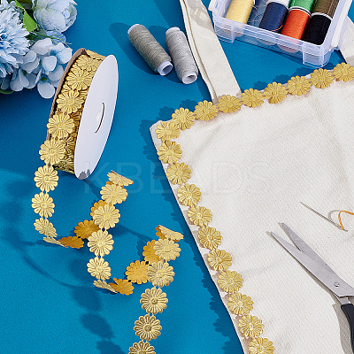20 Yards Double Face Flower Lace Trim Polyester Ribbons SRIB-PH0001-69-1
