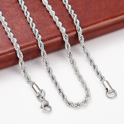 Tarnish Resistant 304 Stainless Steel Rope Chain Necklaces STAS-M174-013P-1