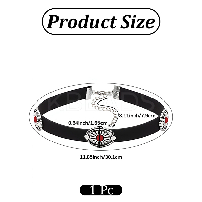 Bohemian Alloy & Resin Imitation Turquoise Oval Black Velvet Choker Necklaces NJEW-WH20004-13B-01-1