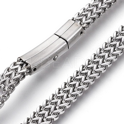 Non-Tarnish 304 Stainless Steel Mesh Chain Necklaces NJEW-L161-01P-1