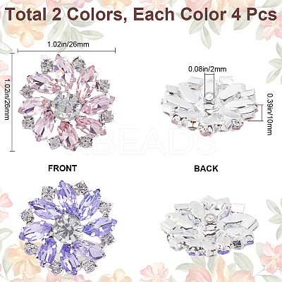 8Pcs 2 Colors 1-Hole Brass Shank Buttons BUTT-GF0003-57A-1