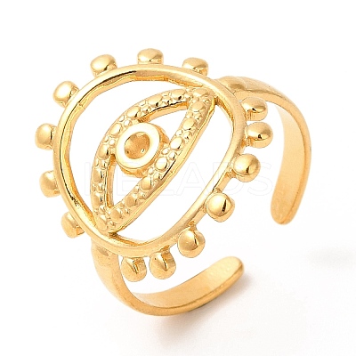 Ion Plating(IP) 201 Stainless Steel Open Cuff Ring Rhinestone Settings RJEW-E063-40G-1