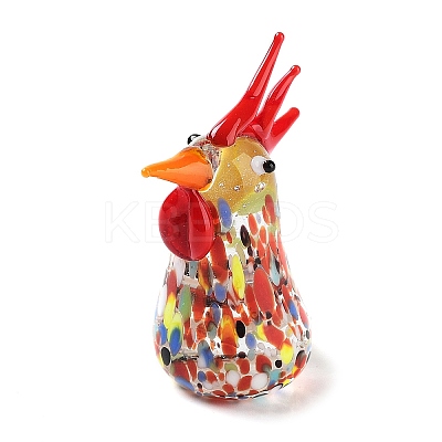 3D Rooster Handmade Lampwork Display Decoration DJEW-C012-01-1