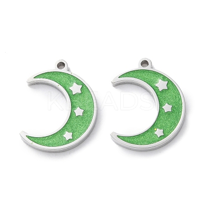 304 Stainless Steel Enamel Pendants STAS-M102-21P-06-1