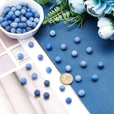 Dyed & Heated Natural Blue Aventurine Beads Strands G-AR0001-54-1