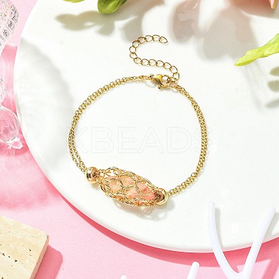 Ion Plating(IP) 304 Stainless Steel Macrame Pouch Empty Stone Holder for Link Braclets Making BJEW-JB09559-1