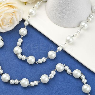 Handmade Round Glass Pearl Beads Chains for Necklaces Bracelets Making X-AJEW-JB00055-01-1
