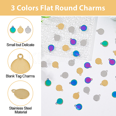 90Pcs 3 Colors 304 Stainless Steel Charms STAS-UN0046-10-1