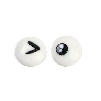 White and Black Flat Round Cartoon Resin Cabochons LS-CRES-Q009-01J-1