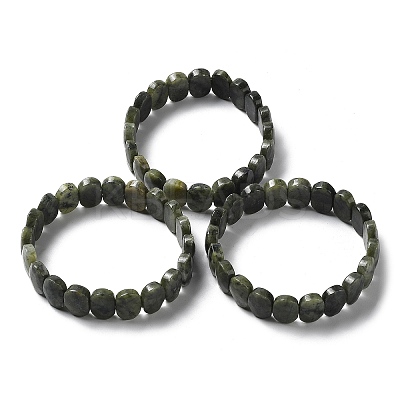Natural Chinese Southern Jade Beaded Stretch Bracelet G-E010-01-03-1