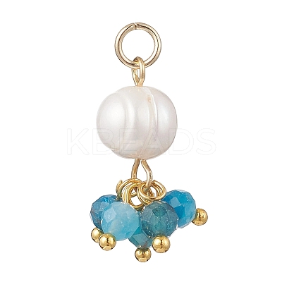 Natural Green Aventurine & Garne & Amethyst & Rose Quartz & Apatite Faceted Round & Potato Pearl Pendants PALLOY-JF04750-03-1